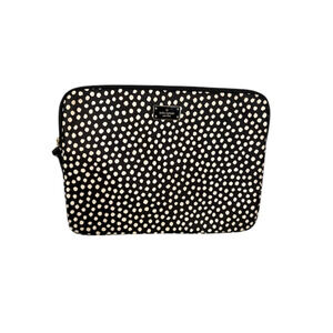 Kate Spade Black White Polka Dot Nylon Half Zip Laptop Case Sleeve Women